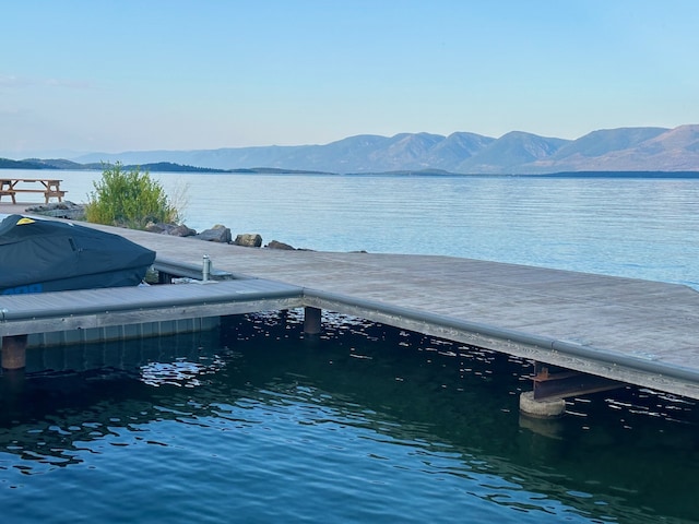 dock area with a water and mountain view