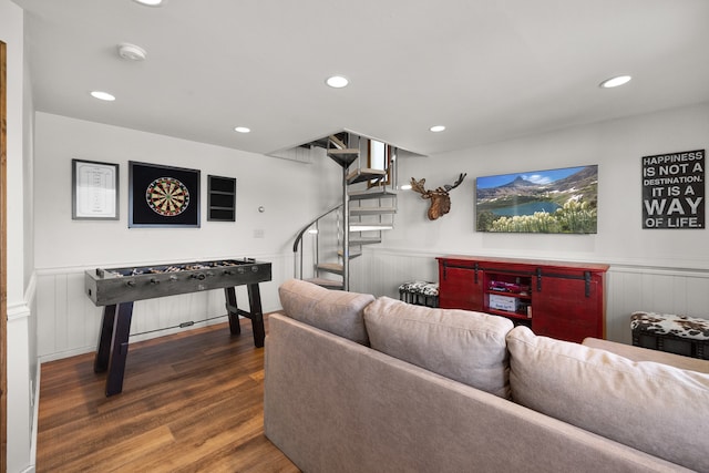 living room featuring dark hardwood / wood-style floors