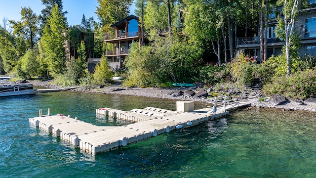 view of dock featuring a water view