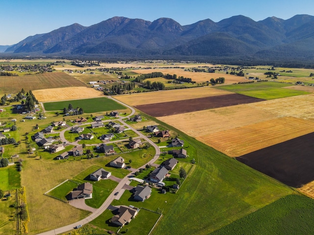 drone / aerial view with a rural view and a mountain view