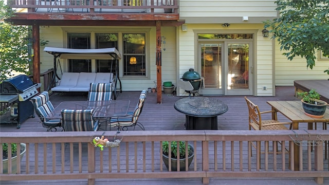 deck featuring grilling area