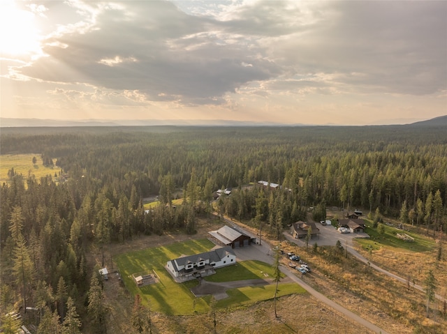 view of aerial view at dusk