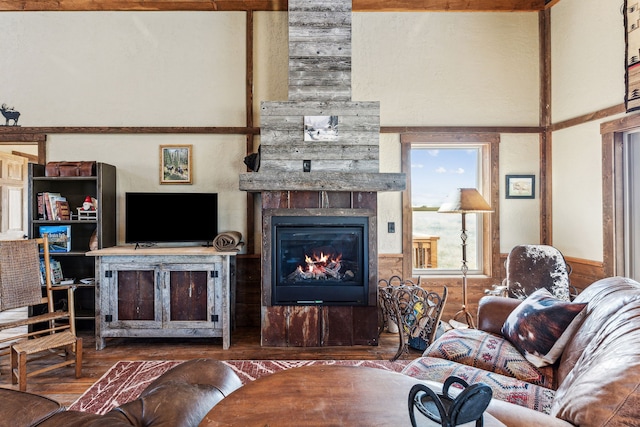 living room with wood-type flooring