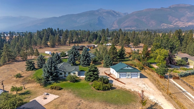 birds eye view of property with a mountain view