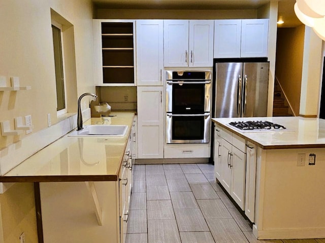 kitchen with white cabinetry, stainless steel appliances, and sink