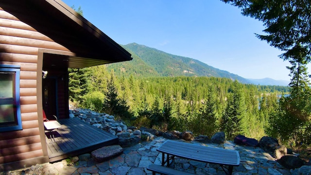 view of mountain feature featuring a wooded view
