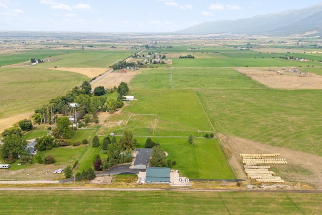 bird's eye view with a mountain view and a rural view