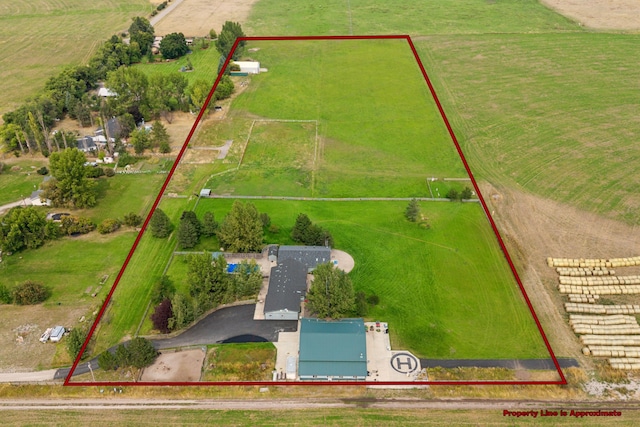 aerial view with a rural view