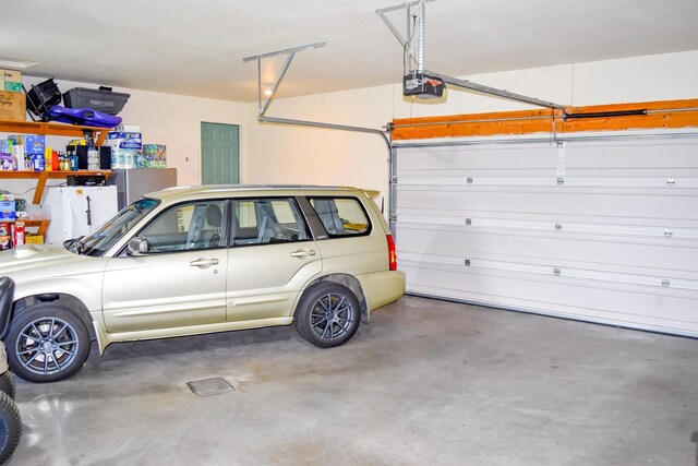 garage with a garage door opener