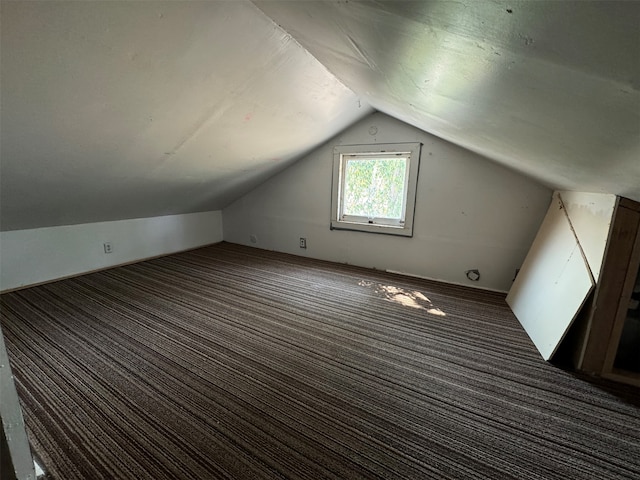 bonus room featuring carpet and vaulted ceiling