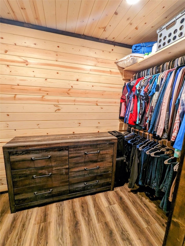 spacious closet with hardwood / wood-style floors