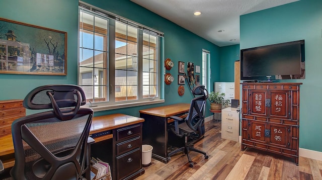 office space featuring a healthy amount of sunlight and light wood-type flooring