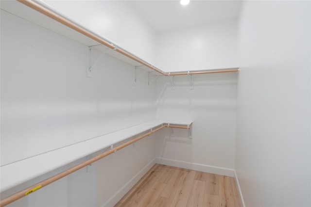 walk in closet with light wood-type flooring