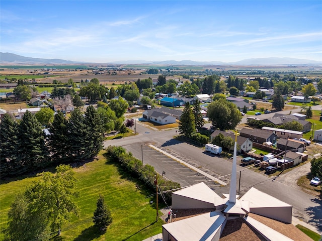 aerial view with a mountain view