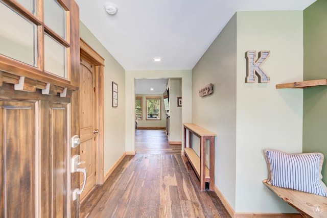 hall featuring dark hardwood / wood-style floors