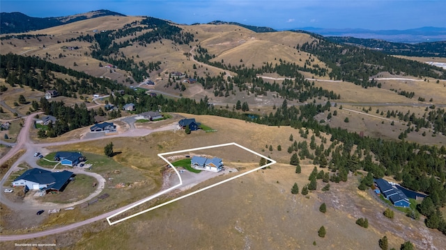 aerial view featuring a mountain view