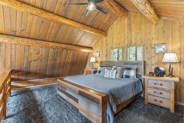2100 Four Mile Way, Kalispell, MT 59901 - carpeted bedroom featuring wood ceiling and wooden walls