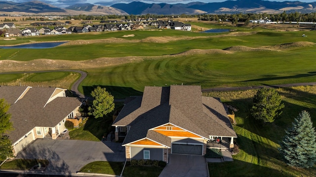 bird's eye view with a mountain view