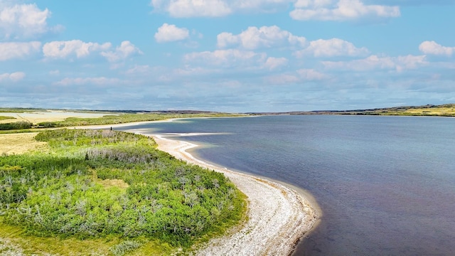 property view of water featuring a beach view