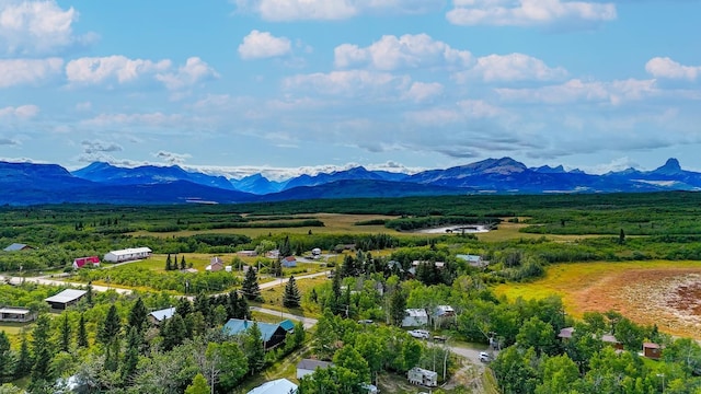 drone / aerial view with a mountain view