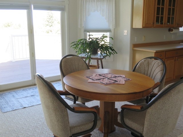 view of carpeted dining space