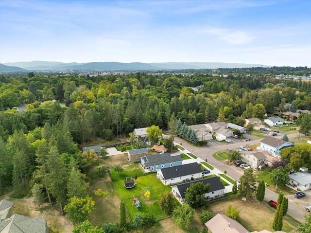 birds eye view of property featuring a mountain view and a residential view