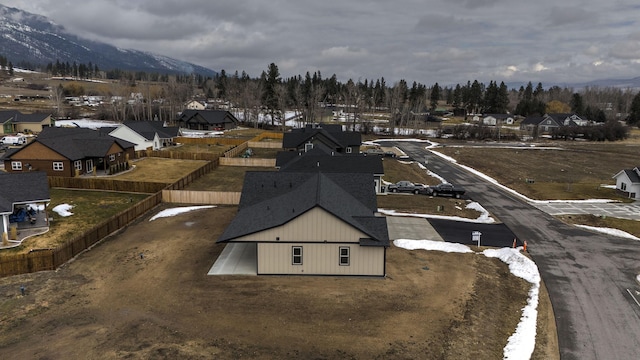 aerial view featuring a residential view and a mountain view