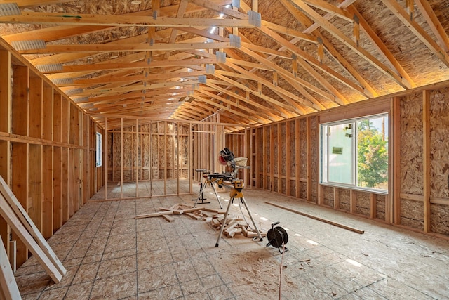 miscellaneous room featuring vaulted ceiling