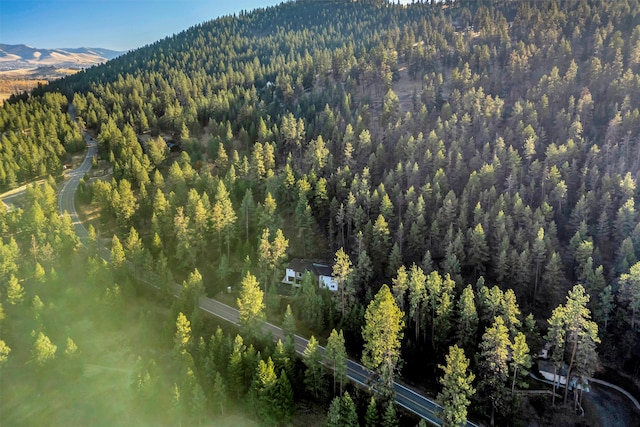 aerial view with a mountain view