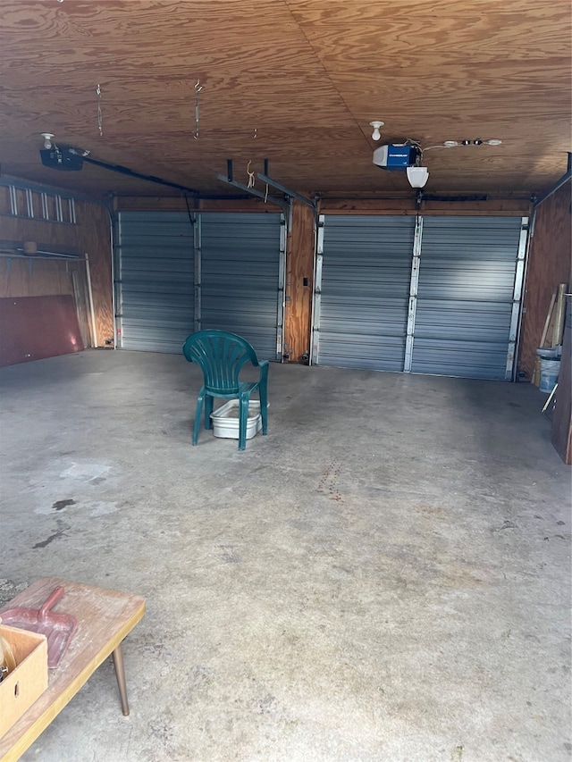 garage with a garage door opener