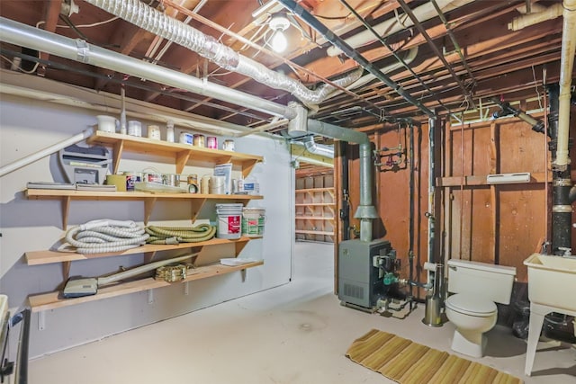 basement with sink