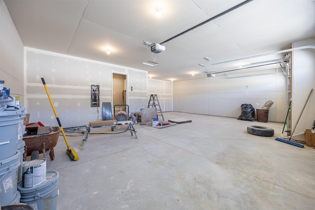 garage with a garage door opener