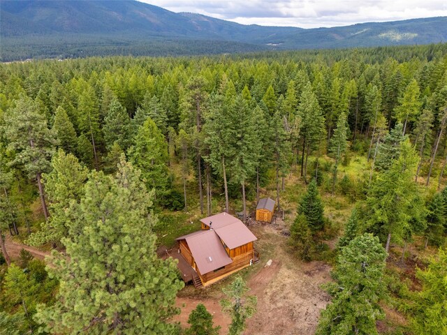 aerial view with a mountain view