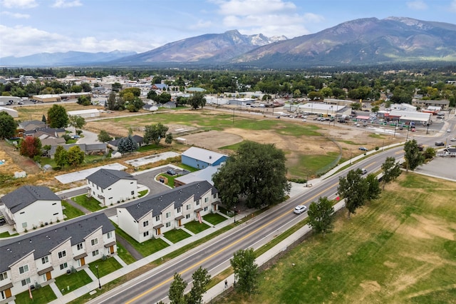 drone / aerial view with a mountain view