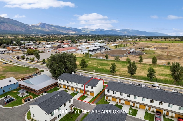 bird's eye view with a mountain view