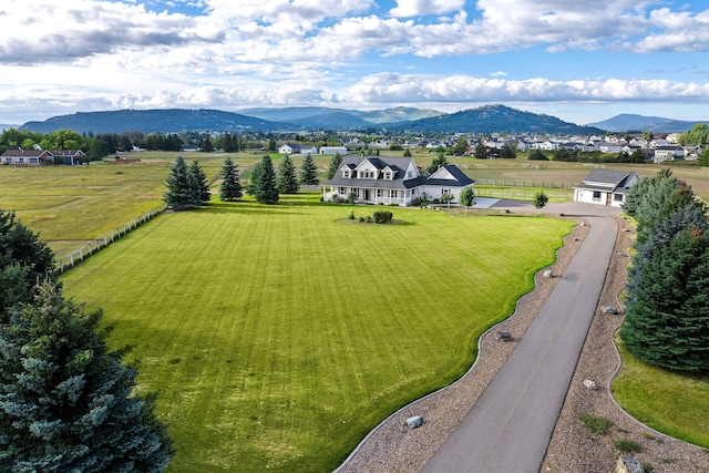 bird's eye view featuring a mountain view