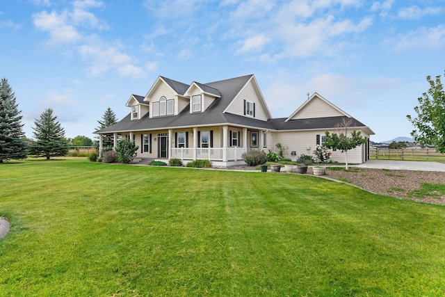 view of front of house with a front lawn and a porch