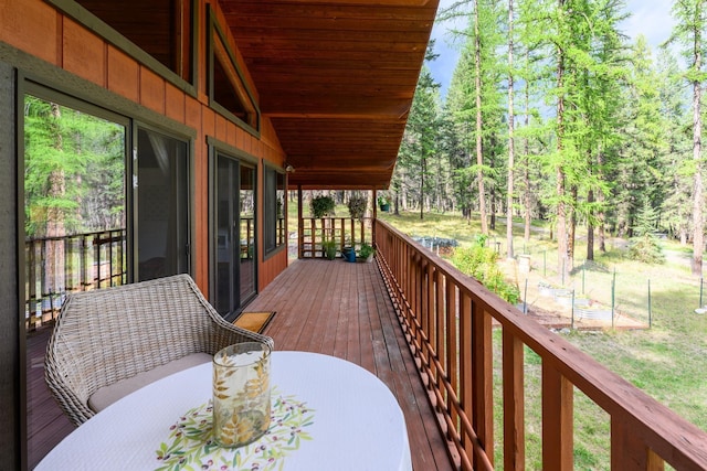 346 Crystal Lakes Dr, Eureka, MT 59917 - wooden deck with outdoor dining space