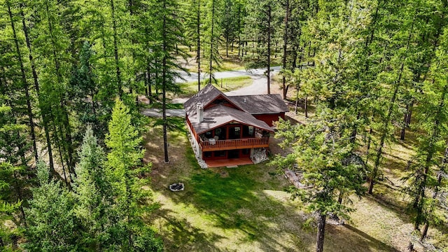 346 Crystal Lakes Dr, Eureka, MT 59917 - view from above of property with a heavily wooded area