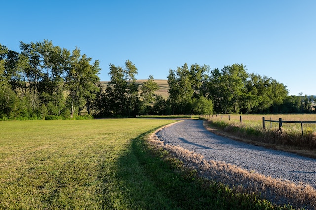 view of street with a rural view