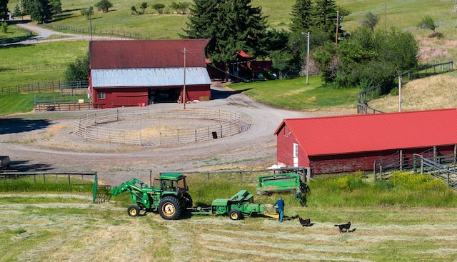 aerial view with a rural view