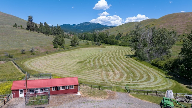 exterior space with a rural view