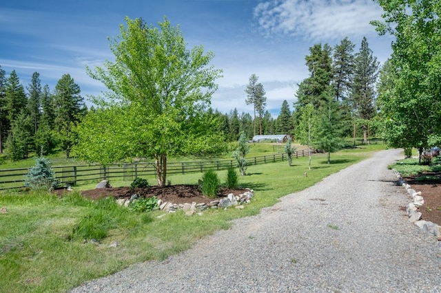 view of road with a rural view