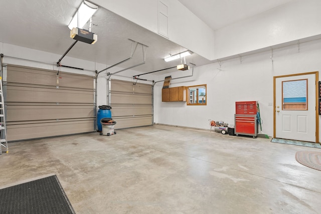 garage with a garage door opener