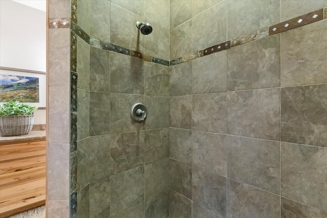 interior space with tiled shower