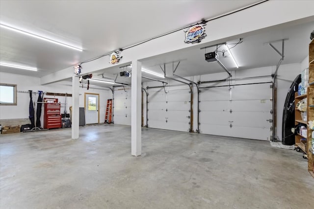 garage with a garage door opener