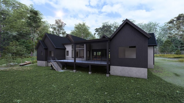 325 River Ranch Rd, Whitefish, MT 59937 - rear view of property featuring a yard and a wooden deck