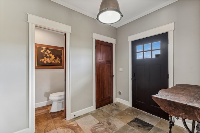 foyer with ornamental molding