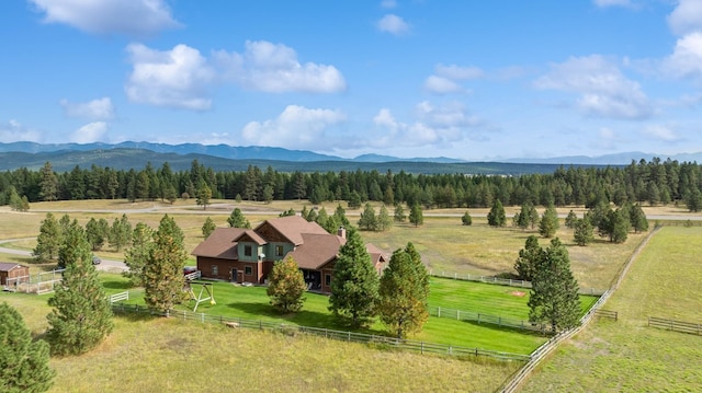 drone / aerial view with a rural view and a mountain view