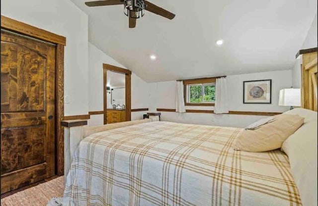 2870 US Highway 93 W, Whitefish, MT 59937 - bedroom featuring vaulted ceiling and ceiling fan
